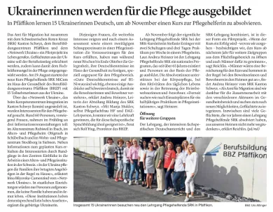 Bericht über neuen Lehrgang Pflegehelfende SRK «MiCura», im «Bote der Urschweiz» vom 14.09.2024